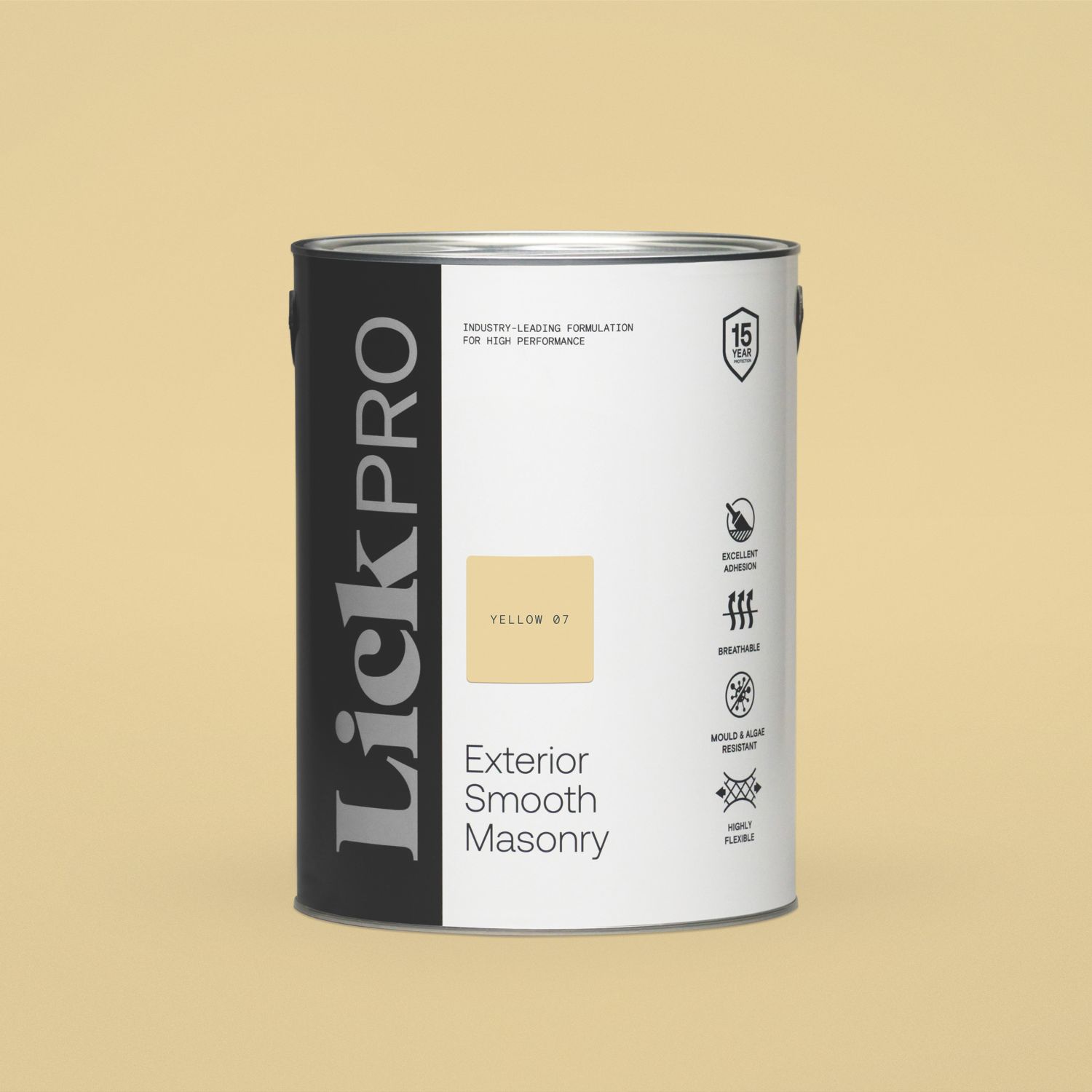 LickPro 5Ltr Smooth Yellow 07 Masonry Paint (287FW)