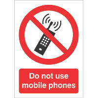 "Do Not Use Mobile Phones" Sign 210 x 148mm