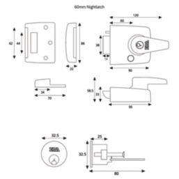 ERA 193-35-1  Double Locking Night Latch  Satin Chrome 60mm Backset