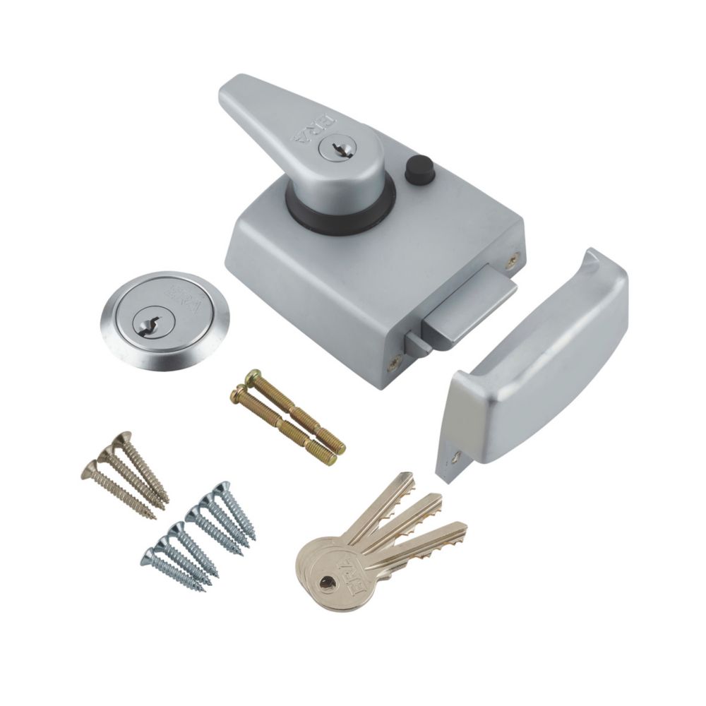 ERA 193351 Double Locking Night Latch Satin Chrome 60mm Backset Screwfix
