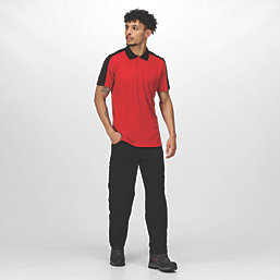 Regatta Contrast Coolweave Polo Shirt Classic Red / Black XXX Large 56" Chest