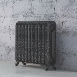 Arroll 597mm x 684mm 2590BTU Black / Silver Cast Iron 2 Column Radiator