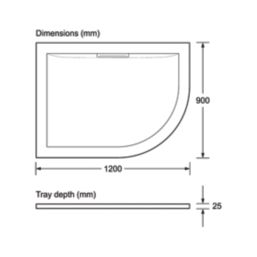 Mira Flight Level Safe Offset Quadrant Shower Tray Left-Handed White 1200mm x 900mm x 25mm