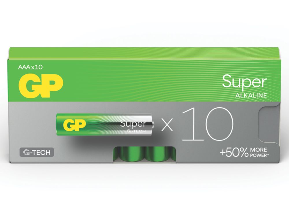 GP Batteries Super AAA Alkaline Batteries 10 Pack Screwfix