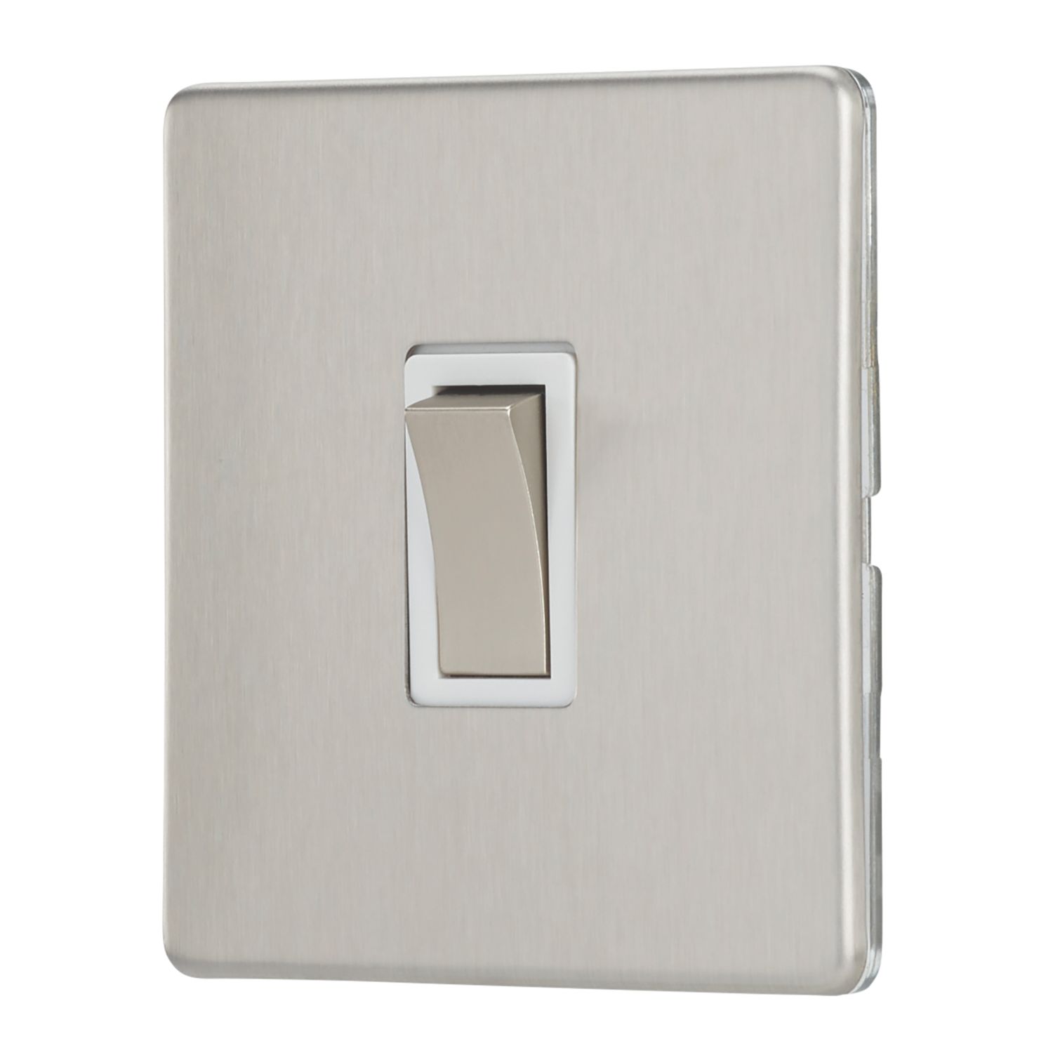 Contactum Lyric 20A 1-Gang DP Control Switch Brushed Steel with White Inserts (287RR)