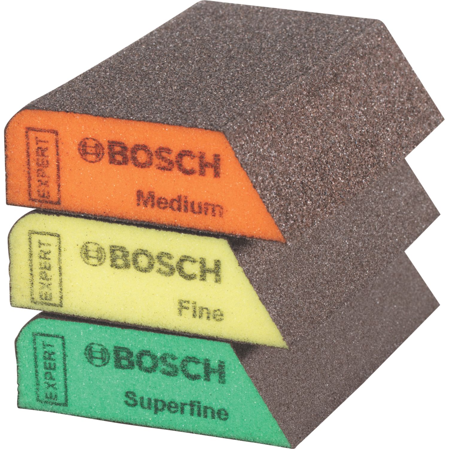 Bosch Superfine/Fine/Medium Grit Multi-Material Hand Sanding Sponges 69mm x 97mm 3 Piece Set (287TR)