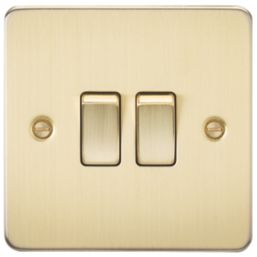 Knightsbridge  10AX 2-Gang 2-Way Light Switch  Brushed Brass
