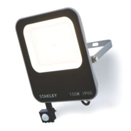 Stanley  Outdoor LED Slimline Floodlight With PIR Sensor Black 150W 16500lm