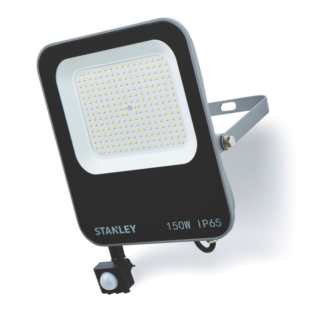 Stanley Outdoor LED Slimline Floodlight With PIR Sensor Black 150W 16500lm