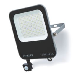 Stanley  Outdoor LED Slimline Floodlight With PIR Sensor Black 150W 16500lm