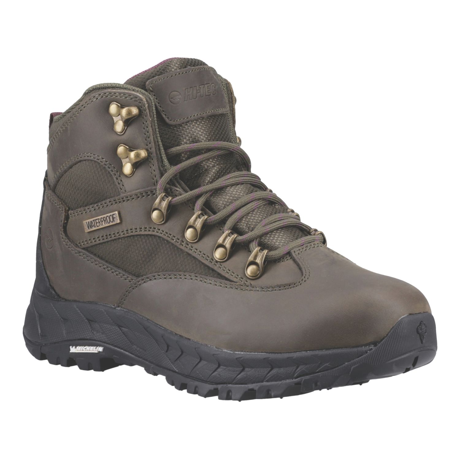 Hi-Tec Euro Trail Size 7 Womens Khaki Waterproof Non Safety Work Boots (287XE)