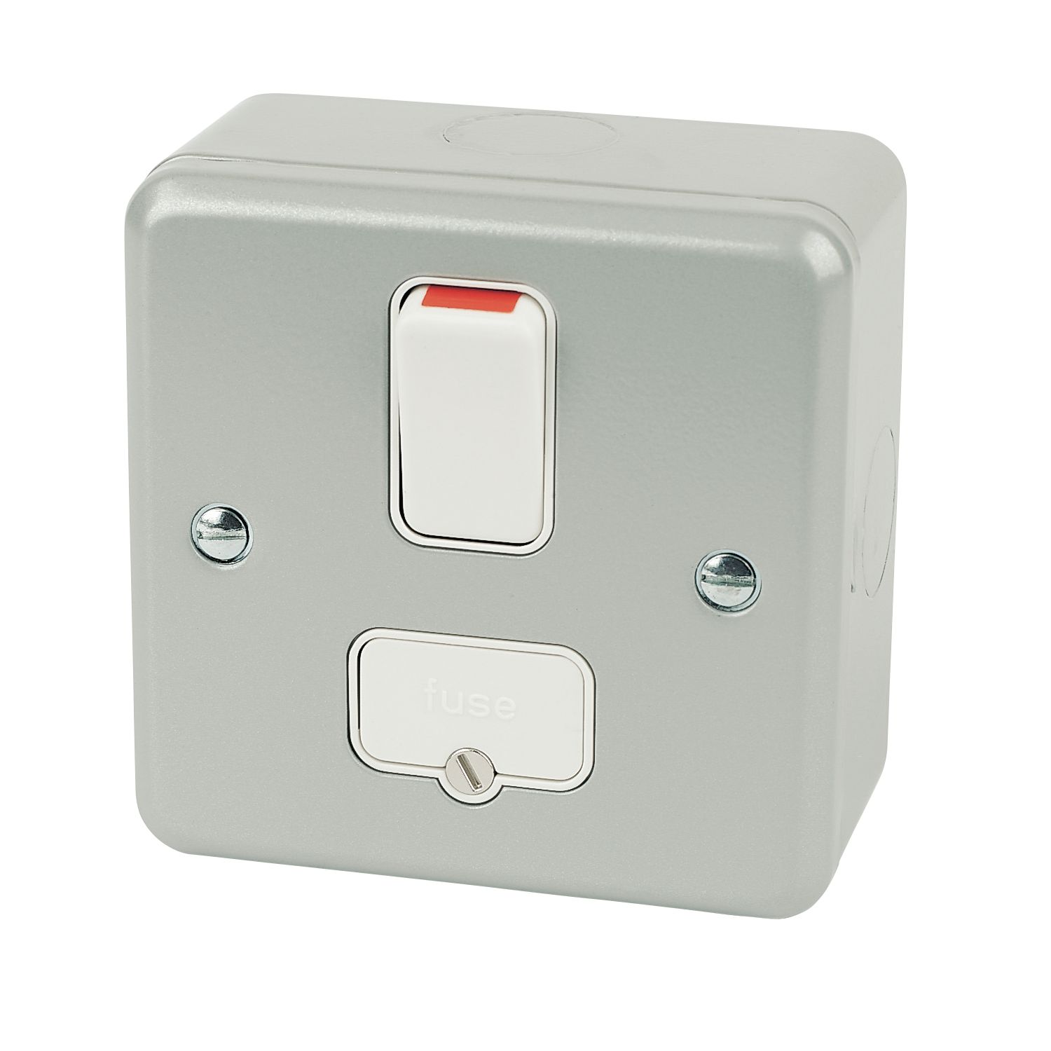 MK Metalclad Plus 13A Switched Metal Clad Fused Spur Aluminium with White Inserts (28824)