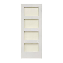 4-Clear Light Primed White Wooden Shaker Internal Door 2040mm x 826mm