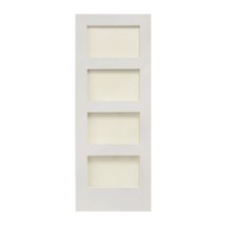 4-Clear Light Primed White Wooden Shaker Internal Door 2040mm x 826mm