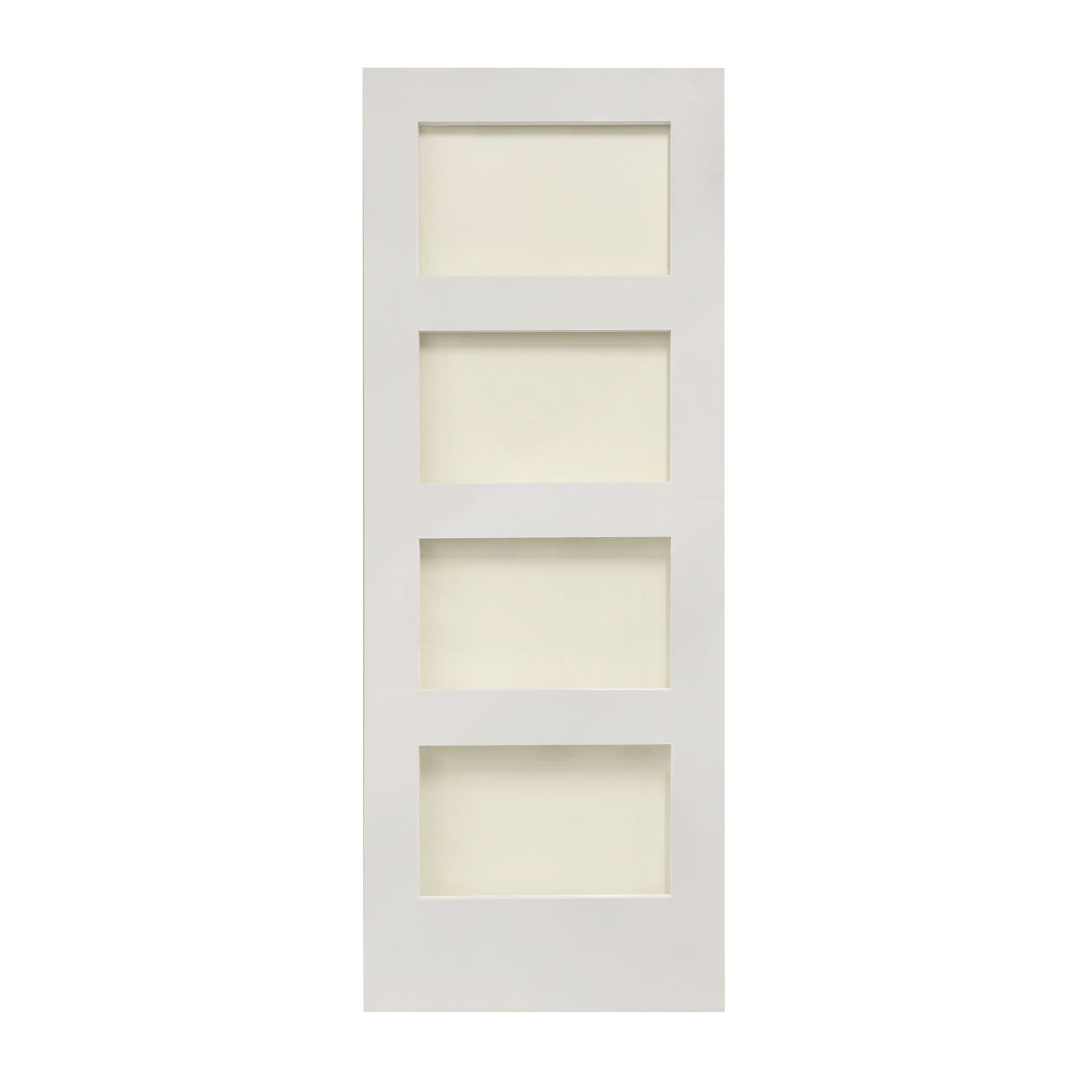 4-Clear Light Primed White Wooden Shaker Internal Door 2040mm x 826mm (288FA)
