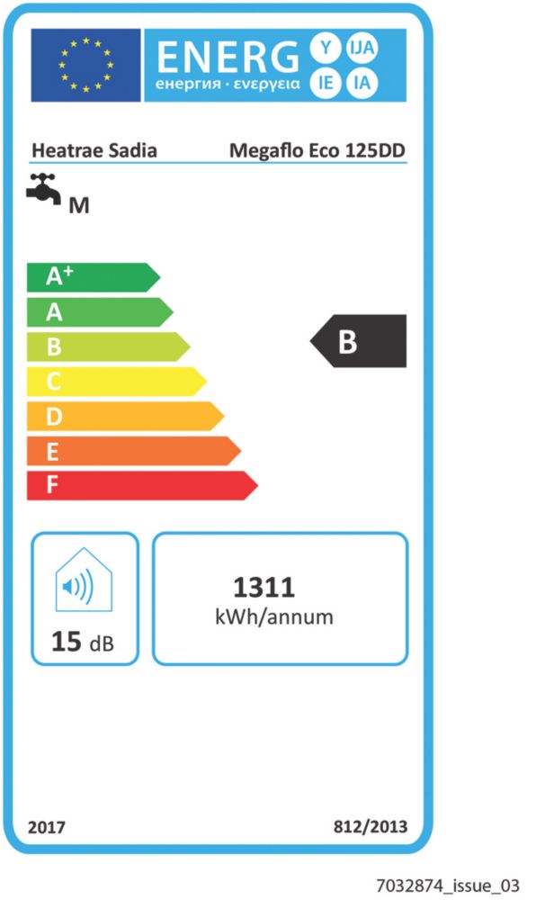 Heatrae Sadia Megaflo Eco 125dd Direct Unvented Unvented Hot Water Cylinder  125Ltr 2 x 3kW - Screwfix