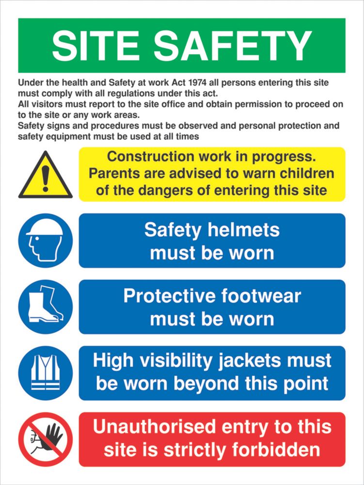 Site Safety Sign 800 x 600mm - Screwfix