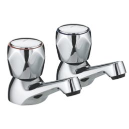Bristan Club Chrome 65mm Deck Mounted Round Head 2 Tap Holes Basin Pillar Tap