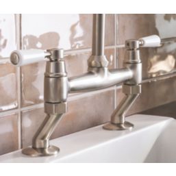 Streame by Abode ACT3029 Traditional Deck Mounted Bridge Mixer Brushed Nickel