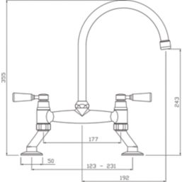 Streame by Abode ACT3029 Traditional Deck Mounted Bridge Mixer Brushed Nickel