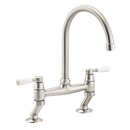 Streame by Abode ACT3029 Traditional Deck-Mounted Bridge Mixer Brushed Nickel