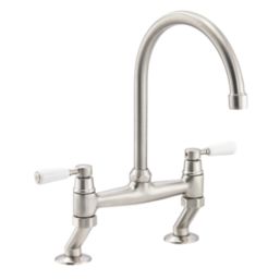 Streame by Abode ACT3029 Traditional Deck Mounted Bridge Mixer Brushed Nickel