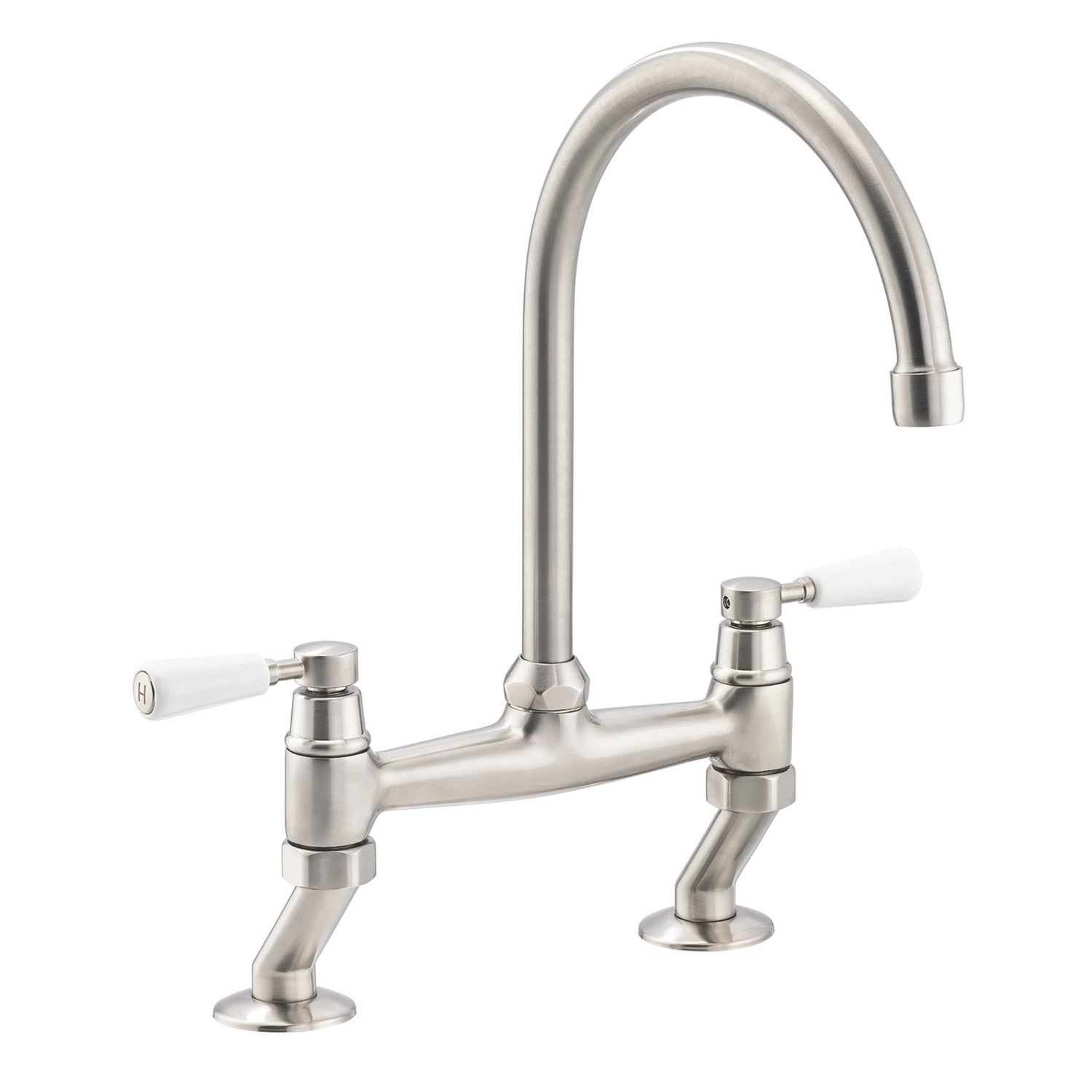 Streame by Abode ACT3029 Traditional Deck Mounted Bridge Mixer Brushed Nickel (288JM)