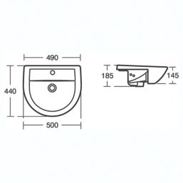 Armitage Shanks Sandringham 21 Semi-Countertop Washbasin 1 Tap Hole 500mm