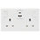 British General 800 Series 13A 2-Gang SP Switched Socket + 3A 45W 2-Outlet Type A & C USB Charger White