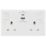 British General 800 Series 13A 2-Gang SP Switched Socket + 3A 45W 2-Outlet Type A & C USB Charger White