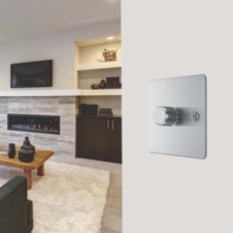 LAP  1-Gang 2-Way LED Dimmer Switch  Brushed Steel with Colour-Matched Inserts