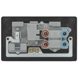 British General Evolve 45A 2-Gang 2-Pole Cooker Switch & 13A DP Switched Socket Satin Brass with LED with Black Inserts