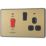 British General Evolve 45A 2-Gang 2-Pole Cooker Switch & 13A DP Switched Socket Satin Brass with LED with Black Inserts