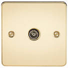 Knightsbridge FP0100PB 1-Gang Coaxial TV Socket Polished Brass