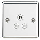 Knightsbridge CL5APCW 5A 1-Gang Unswitched Socket Polished Chrome with White Inserts