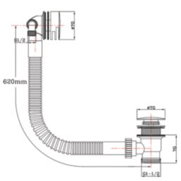 ETAL Freeflow Chrome Round Head Bath Overflow Filler Tap  With Clicker Waste