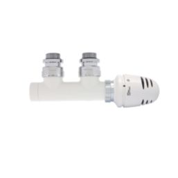 Ximax Design White 50mm Traditional Angled H Block Right Thermostatic Radiator Valve Head & Body