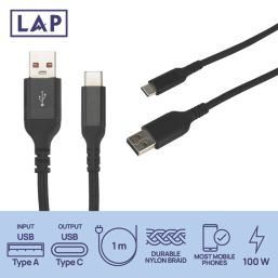 LAP USB-A to USB-C Charging Cable 1m