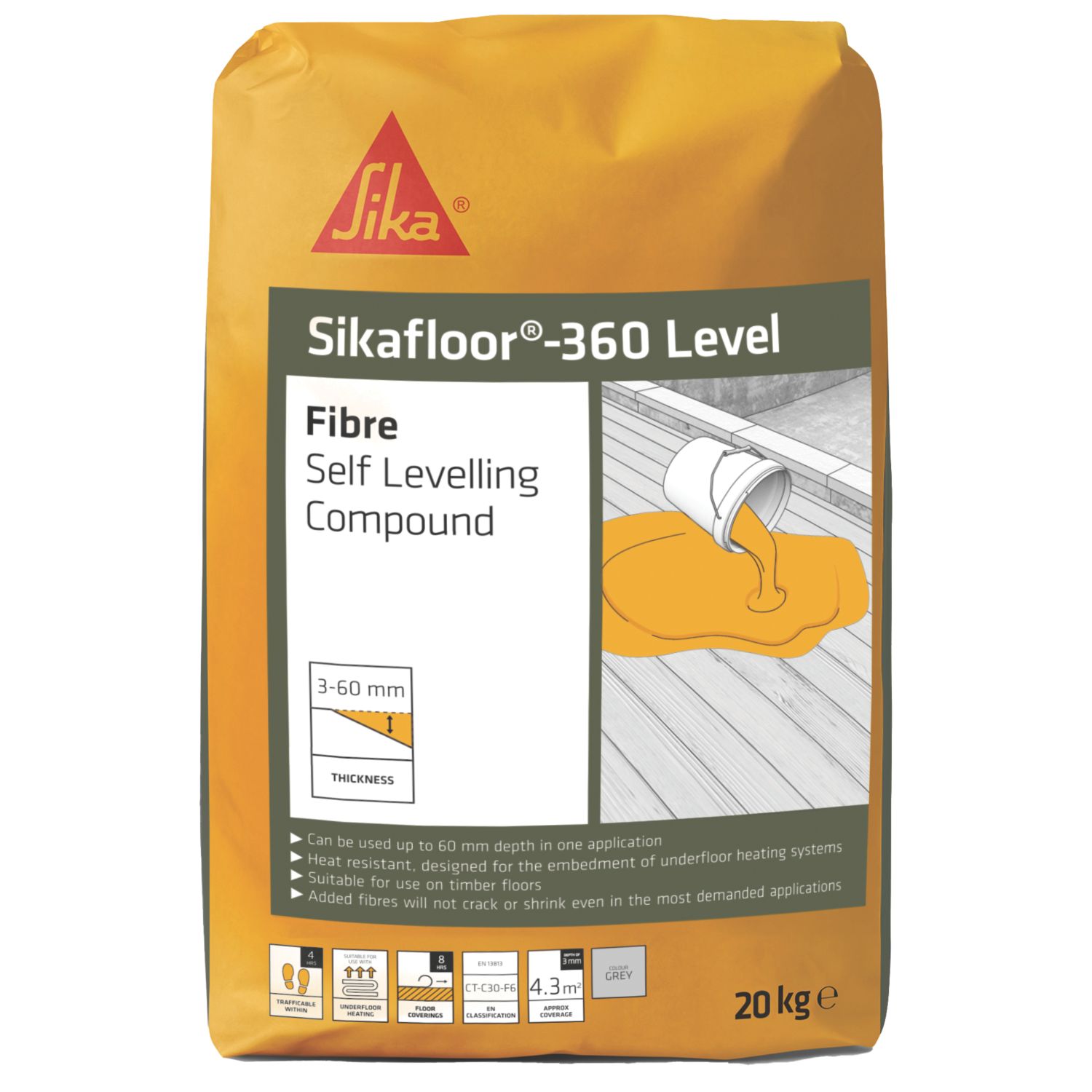Sika Sikafloor 360 Level Fibre Modified, Deep Fill Self Levelling Compound 20kg (289EC)