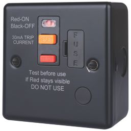 British General  13A Unswitched Metal Clad Passive RCD Fused Spur & Flex Outlet with Colour-Matched Inserts