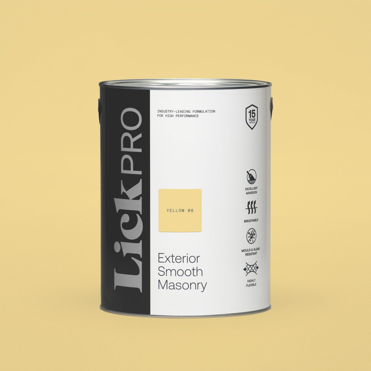 LickPro 5Ltr Smooth Yellow 08 Masonry Paint (289FW)