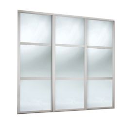 Spacepro Shaker 3-Door Sliding Wardrobe Door Kit Dove Grey Frame Mirror Panel 2978mm x 2260mm