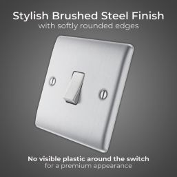 British General Nexus Metal 20A 16AX 1-Gang 2-Way Light Switch  Brushed Steel