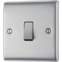 British General Nexus Metal 20A 16AX 1-Gang 2-Way Light Switch  Brushed Steel
