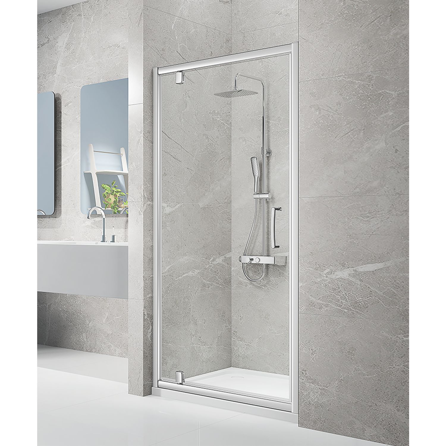 Triton Neo Eight Framed Rectangular Pivot Shower Door Chrome 900mm x 1900mm (289TK)