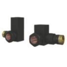 ETAL Swelt 15mm x 1/2" Matt Black Corner Designer Manual Radiator Valve Head & Body  2 Pack