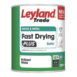 Leyland Trade 0.75Ltr Brilliant White Satin Water-Based Trim Paint