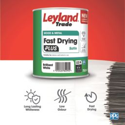 Leyland Trade 0.75Ltr Brilliant White Satin Water-Based Trim Paint