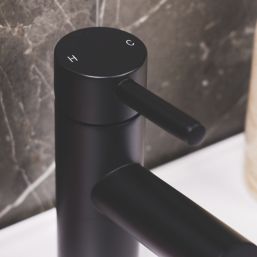 ETAL Juke Matt Black 150mm Cloakroom Lever Mono Basin Mixer Tap
