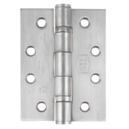 Smith & Locke  Satin Stainless Steel Grade 13 Fire Rated Ball Bearing Square Hinges 102mm x 76mm 2 Pack